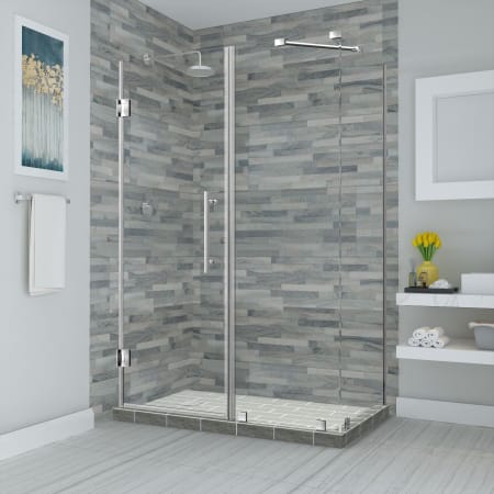 Aston Bromley 72" High x 62" Wide x 32" Deep Hinged Frameless Shower Enclosure with 32" Door Width and Clear Glass Stainless Steel