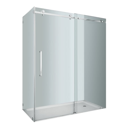 Aston 60" x 35" Frameless Sliding Shower Door Enclosure with 3/8" Glass - Less Base Chrome