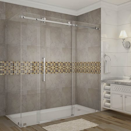 Aston 72" x 35" x 75" Frameless Shower Enclosure with 3/8" Glass Chrome