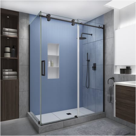 Aston Langham XL 80" High x 52" Wide x 34" Deep Sliding Frameless Shower Enclosure with Clear Glass Bronze