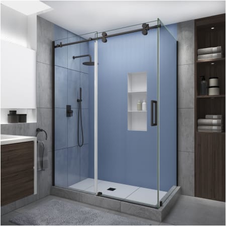 Aston Langham XL 80" High x 64" Wide x 32" Deep Sliding Frameless Shower Enclosure with Clear Glass Bronze