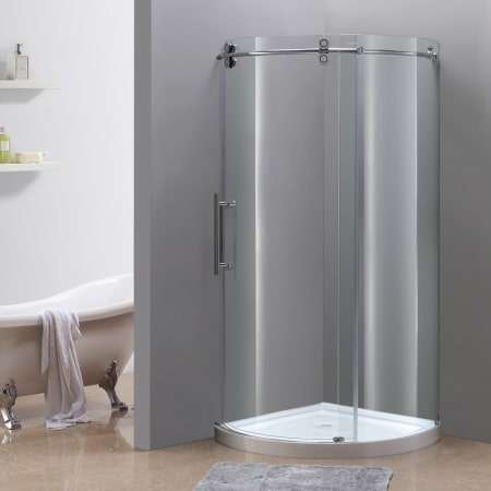 Aston 40" x 40" Frameless Shower Enclosure with 5/16" Glass, Base and Left Opening Door Chrome