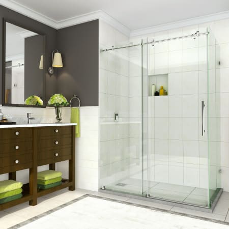 Aston Coraline 76" High x 60" Wide x 34" Deep Sliding Frameless Shower Enclosure with 23" Door Width and Clear Glass Chrome