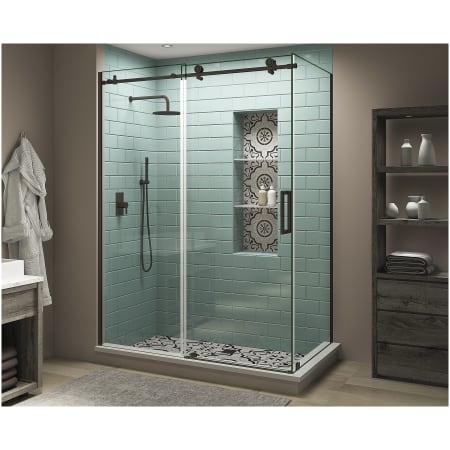Aston Coraline XL 80" High x 56" Wide x 30" Deep Sliding Frameless Shower Enclosure with Clear Glass Bronze