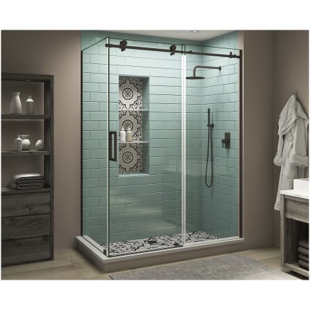 Aston Coraline XL 80" High x 72" Wide x 32" Deep Sliding Frameless Shower Enclosure with Clear Glass Bronze