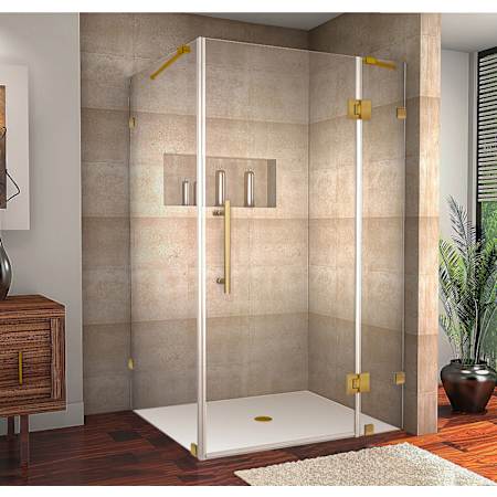 Aston 72" High x 40" Wide x 34" Deep Hinged Frameless Shower Enclosure with Clear Glass Brushed Gold