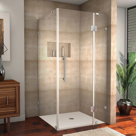 Aston 72" High x 35" Wide x 34" Deep Hinged Frameless Shower Enclosure with Clear Glass Chrome