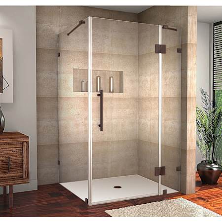 Aston 72" High x 58" Wide x 32" Deep Hinged Frameless Shower Enclosure with Clear Glass Bronze