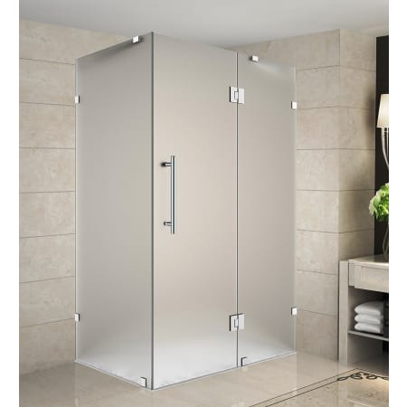 Aston 72" High x 33" Wide x 38" Deep Hinged Frameless Shower Enclosure with Frosted Glass Chrome