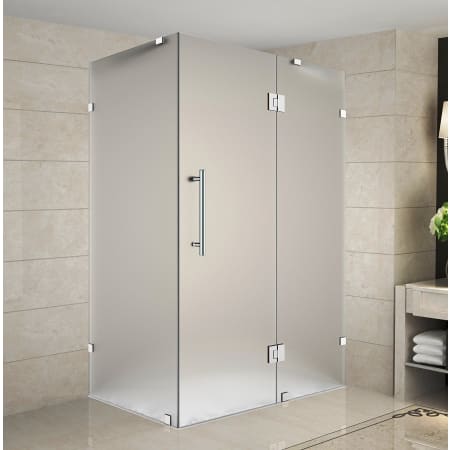 Aston 72" High x 37" Wide x 36" Deep Hinged Frameless Shower Enclosure with Frosted Glass Chrome