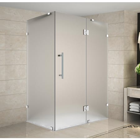 Aston 72" High x 42" Wide x 38" Deep Hinged Frameless Shower Enclosure with Frosted Glass Chrome