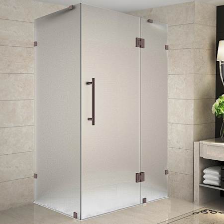 Aston 72" High x 54" Wide x 34" Deep Hinged Frameless Shower Enclosure with Frosted Glass Bronze