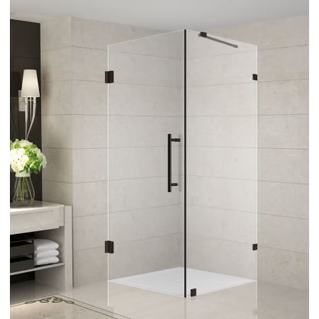 Aston Aquadica 34" Wide x 34" Deep x 72" High Frameless Hinged Shower Enclosure with Clear Glass Bronze