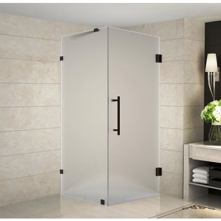 Aston Aquadica 36" Wide x 36" Deep x 72" High Frameless Hinged Shower Enclosure with Frosted Glass Bronze