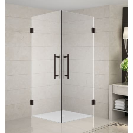 Aston Vanora 30" Wide x 30" Deep x 72" High Frameless Hinged Shower Enclosure with Clear Glass Bronze