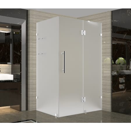 Aston 72" High x 33" Wide x 32" Deep Hinged Frameless Shower Enclosure with Frosted Glass Chrome
