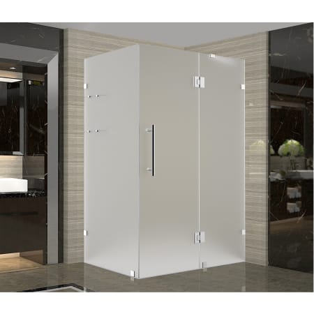 Aston Avalux GS 36" Wide x 30" Deep x 72" High Frameless Hinged Shower Enclosure with Frosted Glass and Glass Shelves Chrome