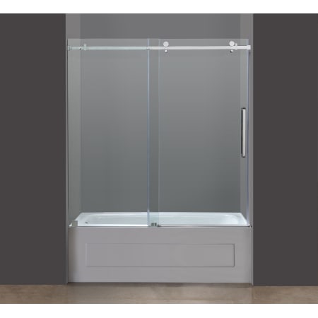 Aston 60" x 60" Completely Frameless Tub Height Shower Sliding Door with 3/8" Glass Chrome