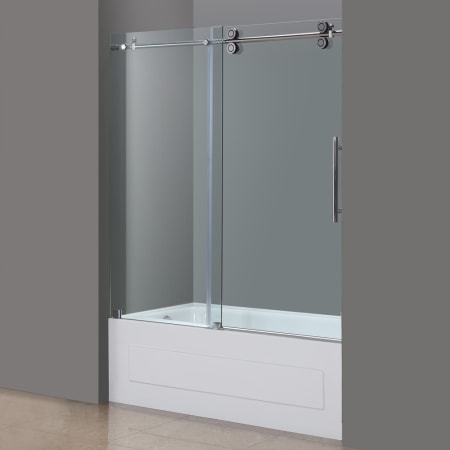 Aston 60" x 60" Completely Frameless Shower Sliding Door with 3/8" Glass Chrome