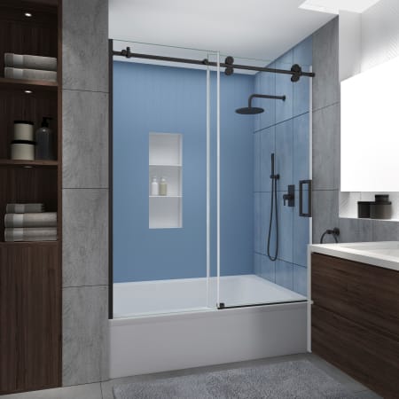 Aston Langham XL 70" High x 60" Wide Sliding Frameless Tub Door with Clear Glass Bronze