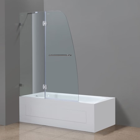 Aston Soleil 48" Wide x 58" High Frameless Hinged Tub Door with Clear Glass Chrome