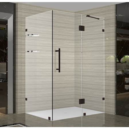 Aston 72" High x 40" Wide x 34" Deep Hinged Frameless Shower Enclosure with Clear Glass and a Two Tiered Shelving System Bronze