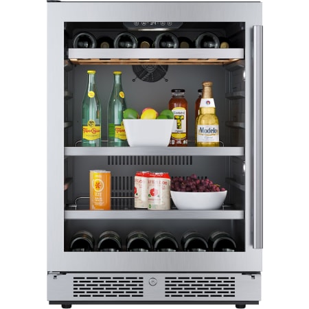 Avallon 24 Inch Wide 14 Bottle Capacity and 82 Can Capacity Left Hinge Wine and Beverage Cooler Stainless Steel