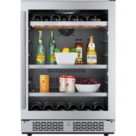 Avallon 24 Inch Wide 14 Bottle Capacity and 82 Can Capacity Panel Ready Wine and Beverage Cooler Stainless Steel