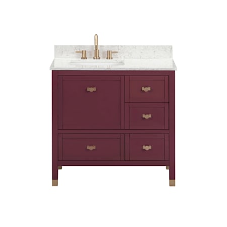 Avanity Alana 36" Free Standing Single Basin Vanity Set with Cabinet and Quartz Vanity Top Burgundy Red