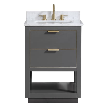 Avanity Allie 25" Free Standing Single Basin Vanity Set with Wood Cabinet and Marble Vanity Top Twilight Gray with Gold Hardware / Carrera White