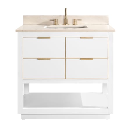 Avanity Allie 37" Free Standing Single Basin Vanity Set with Wood Cabinet and Marble Vanity Top White