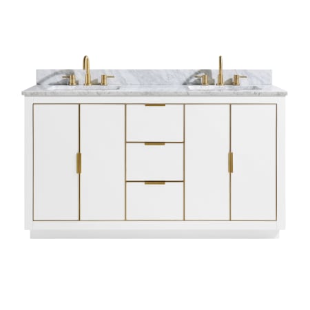 Avanity Austen 60" Free Standing Double Basin Vanity Set with Wood Cabinet and Marble Vanity Top White