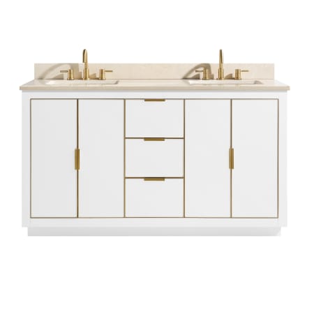 Avanity Austen 61" Free Standing Double Basin Vanity Set with Wood Cabinet and Marble Vanity Top White