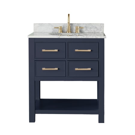 Avanity Brooks 30" Free Standing Single Basin Vanity Set with Wood Cabinet and Marble Vanity Top Navy Blue
