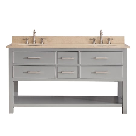 Avanity Brooks 60" Brooks 60” Free Standing Double Basin Vanity Set with Wood Cabinet and Vanity Top Chilled Gray / Beige Marble Top