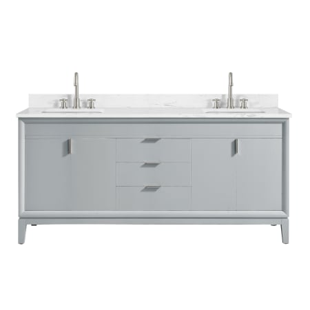 Avanity Emma 73" Free Standing Double Basin Vanity Set with Cabinet and Engineered Stone Vanity Top Dove Gray
