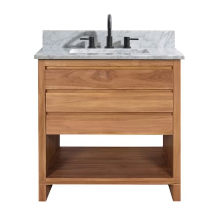 Avanity Kai 30" Free Standing Single Basin Vanity Set with Wood Cabinet and Marble Vanity Top Natural Teak