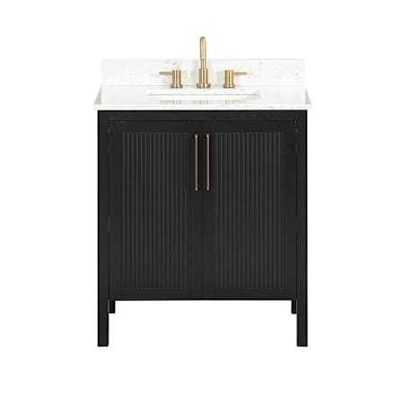Avanity Luka 30" Free Standing Single Basin Vanity Set with Cabinet and Quartz Vanity Top Black Oak