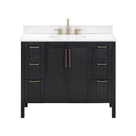 Avanity Luka 42" Free Standing Single Basin Vanity Set with Cabinet and Engineered Stone Vanity Top Black Oak