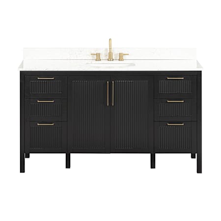 Avanity Luka 60" Free Standing Single Basin Vanity Set with Cabinet and Quartz Vanity Top Black Oak