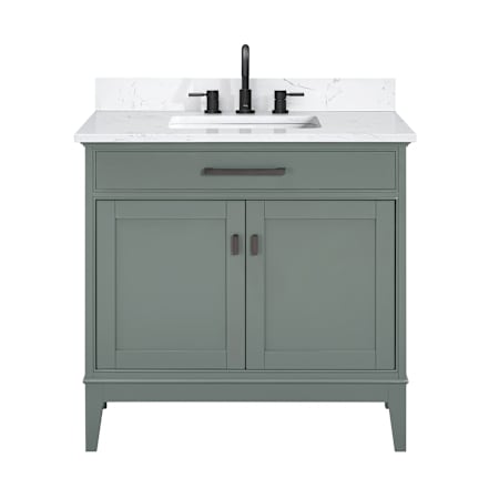 Avanity Madison 36" Free Standing Single Basin Vanity Set with Cabinet and Engineered Stone Vanity Top Smoke Green
