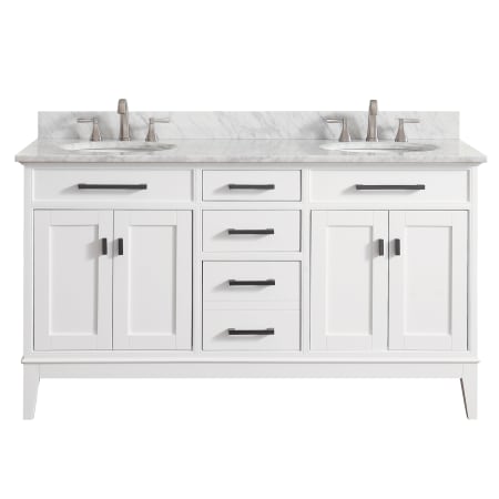 Avanity Madison 60" Free Standing Double Basin Vanity Set with Wood Cabinet and Vanity Top White / Carrera White Top