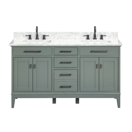Avanity Madison 60" Free Standing Double Basin Vanity Set with Cabinet and Marble Vanity Top Smoke Green