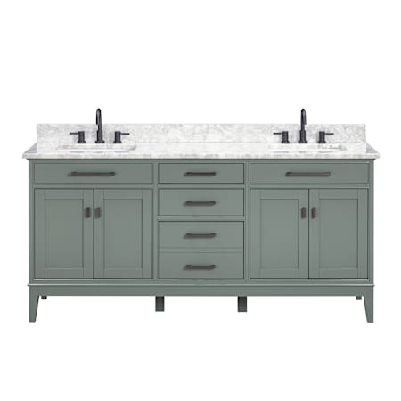 Avanity Madison 72" Free Standing Double Basin Vanity Set with Cabinet and Marble Vanity Top Smoke Green