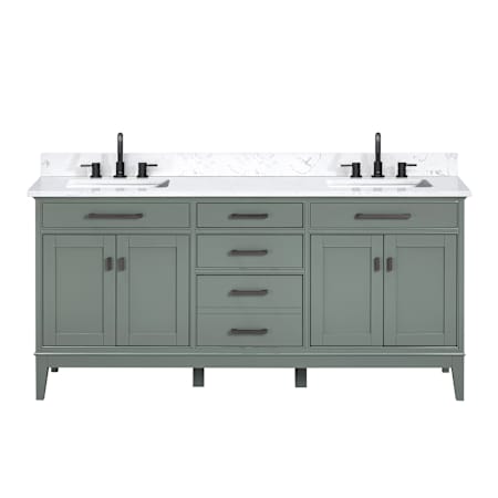 Avanity Madison 72" Free Standing Double Basin Vanity Set with Cabinet and Engineered Stone Vanity Top Smoke Green
