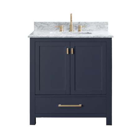 Avanity Modero 31" Free Standing Single Basin Vanity Set with Wood Cabinet and Marble Vanity Top Navy Blue