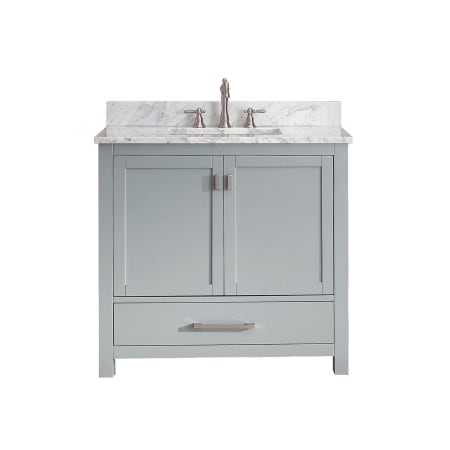 Avanity Modero 36" Free Standing Single Basin Vanity Set with Wood Cabinet and Stone Vanity Top Chilled Gray / White Carrera Top