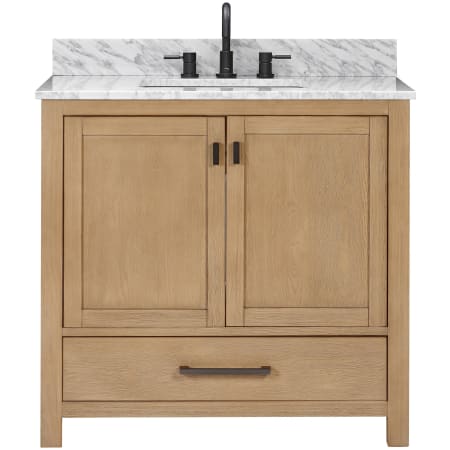 Avanity Modero 37" Free Standing Single Basin Vanity Set with Cabinet and Marble Vanity Top Brushed Oak