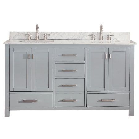 Avanity Modero 60" Free Standing Double Basin Vanity Set with Wood Cabinet and Stone Vanity Top Chilled Gray / White Carrera Top