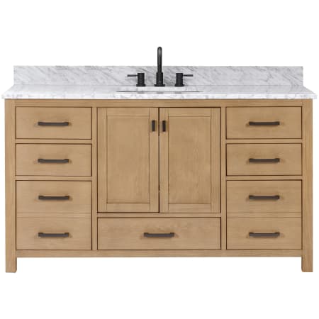 Avanity Modero 60" Free Standing Single Basin Vanity Set with Cabinet and Marble Vanity Top Brushed Oak